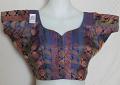 Blue Brocade Self Design Blouse for Sari (L) #2079